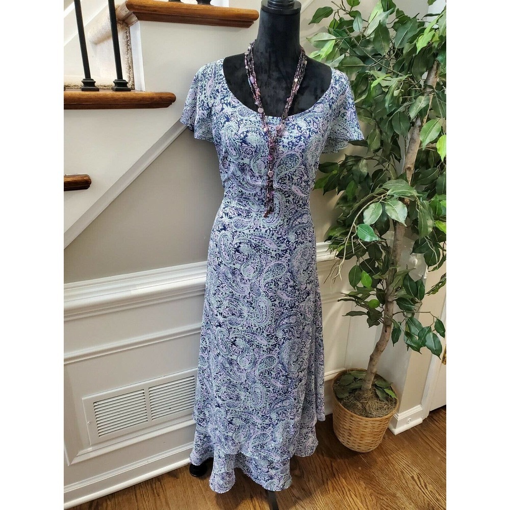 Jaclyn Smith Women's Polyester Round Neck Short Sleeve Casual Long Maxi Dress 12